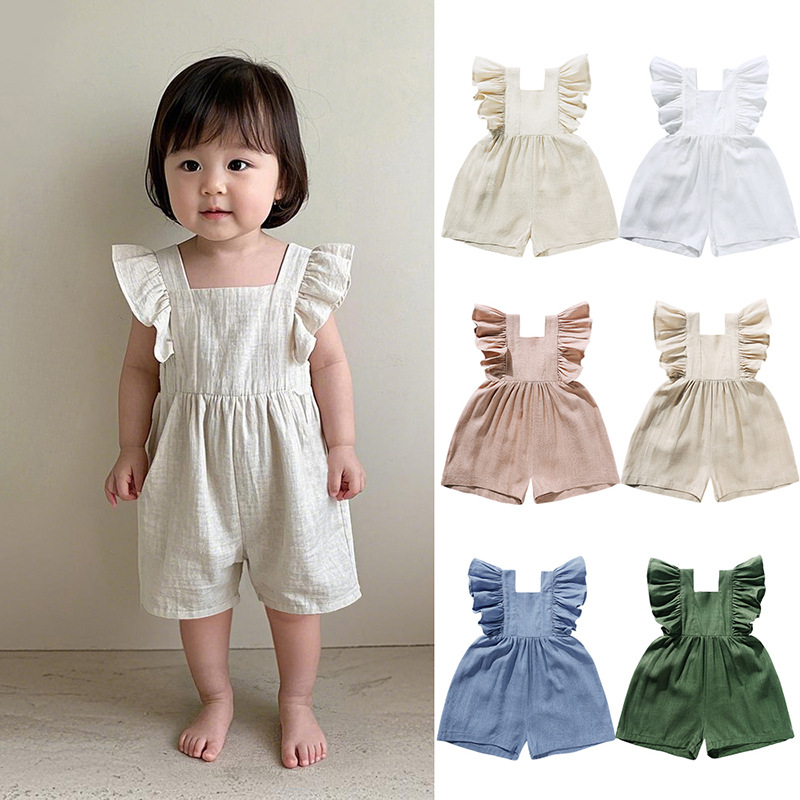 Abbigliamento Estivo per Neona - Baby Summer Linen Sleeveless Jumpsuit recensione e prezzo